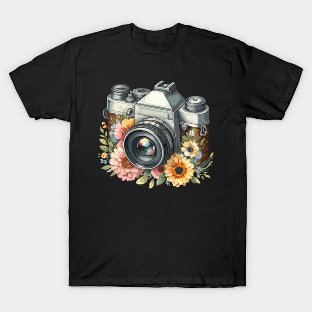 Vintage Retro Camera T-Shirt by Siha Arts